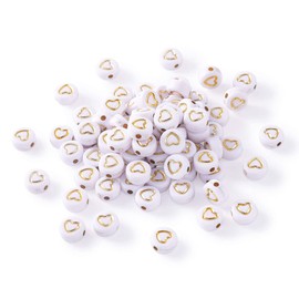 Cheriswelry 200pcs Acrylic Flat Round Heart Beads 7mm Pony Disc Coin Loose Spacer Beads for Jewelry Bracelet Making Hole:1.5mm