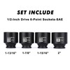 CASOMAN 1/2'' Drive Spindle Axle Nut Impact Socket Set, 6