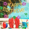 Glittery Gold Tropical Birthday Banner – DIY Luau Party Decorations,