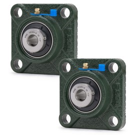 XIKE 2 Pcs UCF201-8 Bore 1/2" Pillow Block Square Flange Mounted Ball Bearings, Solid Cast Iron Base and Self Aligning Chrome Steel Sealed Bearings.