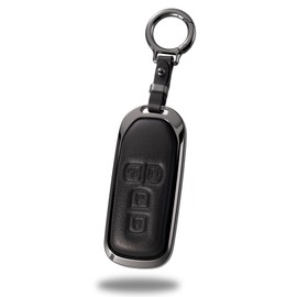 PIMOHI NBOX Key Case, Metal, Genuine Leather, Fits Honda Key Cover, JF1, JF2, JF3, JF4, Key Cover, Smart Key Case, Double-Sided Slide, Keychain, Leather, Fashionable, Black