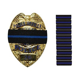 10-PACK Thin Blue Line Stripe Black Police Officer Badge Shield Funeral Honor Guard Mourning Band Strap 3/4"
