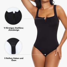 SHAPERIN Shapewear Tummy Control Women's Notch Neck Tank Top Shaping Bodysuits Bodice Body Shaper Thong, black