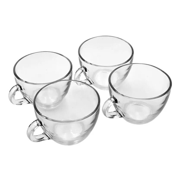 Set 4 Tazas De Vidrio Para Café 225 Ml C/u