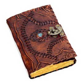 cuero Hocus Pocus Book of Spells Leather Journal Evil Eye Diary Girmoire Book Spell Book Prop Gifts