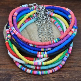Holibanna Beads Anklet Bracelets Boho Ankle Bracelets Disc Beads Foot Chain for Women Bohemian Summer Beach Rainbow Beads Ankle Bracelet Colourful, Polymer clay