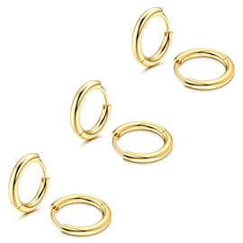 Kakonia F136 Titanium Hoop Earrings 14K Gold Plated Small Hoop Earrings Mini Huggie Earrings for Women Hypoallergenic Titanium Earrings