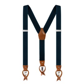 Anshili Men's Braces with 3 Clips 6 Buttonhole Y Shape - 3.5 cm Wide, black