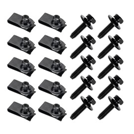 Downhill 20 PCS Car Bumper Spike Nut Kit, Body Bolt and U-Nut Clip, Door Trim Side Skirt Grille Fender Retainer, Suitable for Most Car Fastening Accessories (Black)