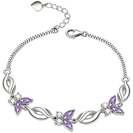 YZAB Butterfly Alexandrite Bracelets for Women June Birthstone Bracelet Adjustable Charm Bracelets Butterfly Alexandrite Jewelry Anniversary Birthday Gifts for Women Wife Mom Girlfriend Her