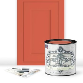 ALL-IN-ONE Paint, Sunrise (orange-coral), Quart - Durable cabinet and furniture paint. Built in primer and top coat, no sanding needed. Includes our 30 featured color card.