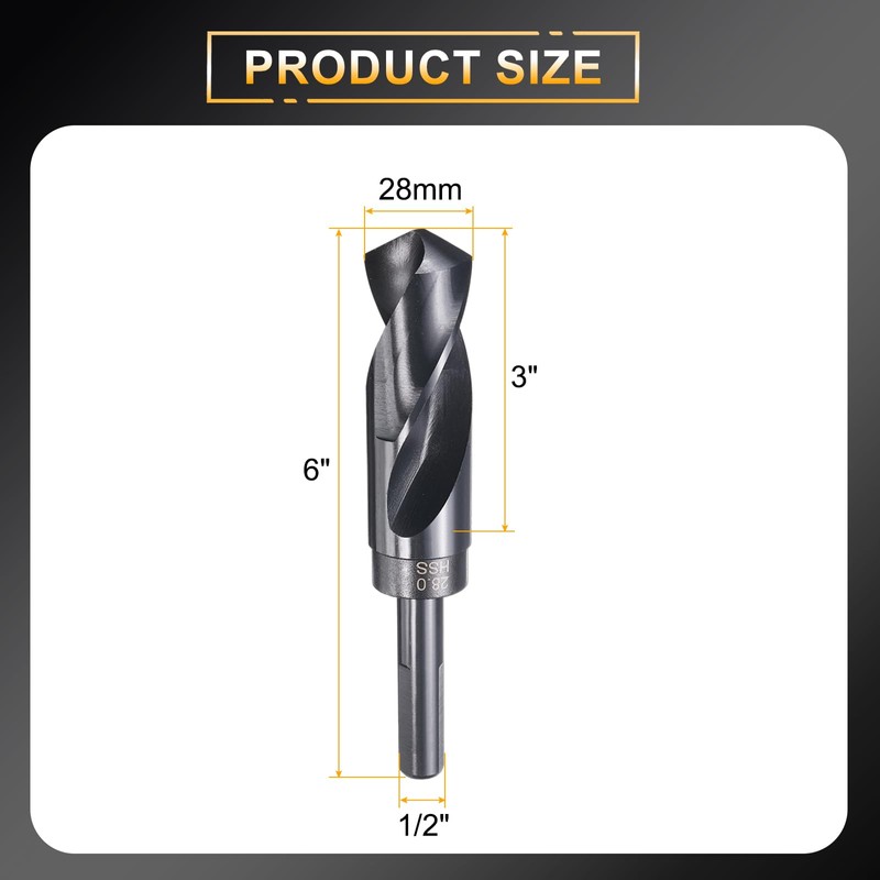 HARFINGTON 28mm Drill Bit 1/2" Reduced Shank 3-Flat 4241 High