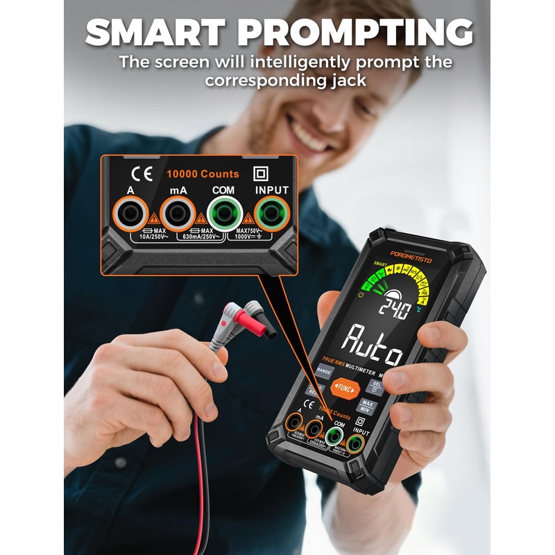 Smart Digital Multimeter Auto-Ranging,10000 Counts True-RMS
