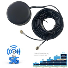 CompuPort 5G Cellular Omni-Directional Magnetic/Adhesive Mount Puck Antenna with Dual-Diversity 13' SMA Male Cable Designed for a Range of Cellular Applications, Including IoT Devices.
