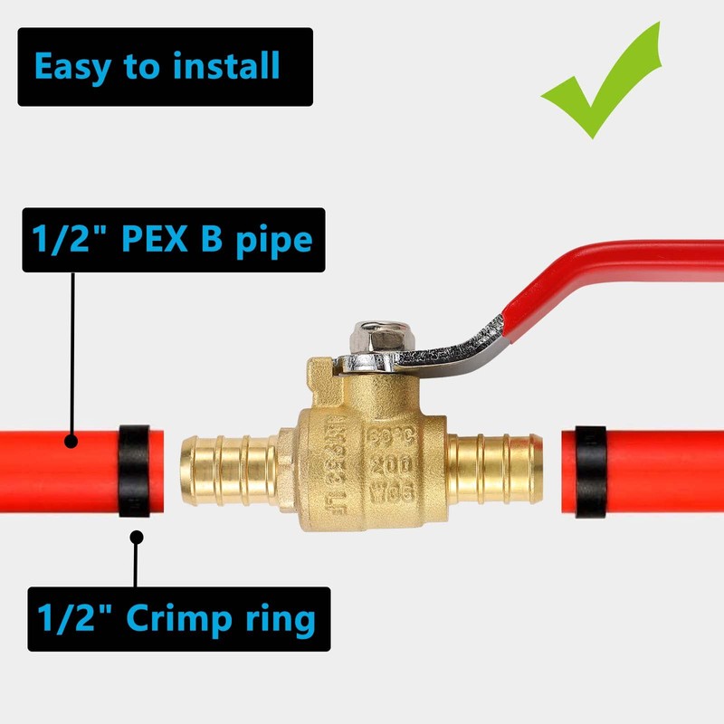 (20 Pack) Lidertik 1/2 Pex Ball Valve Shut Off Valve