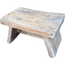 GURU SHOP Stool Footstool Antique White Model 9 17 x 29 x 20 cm Beige