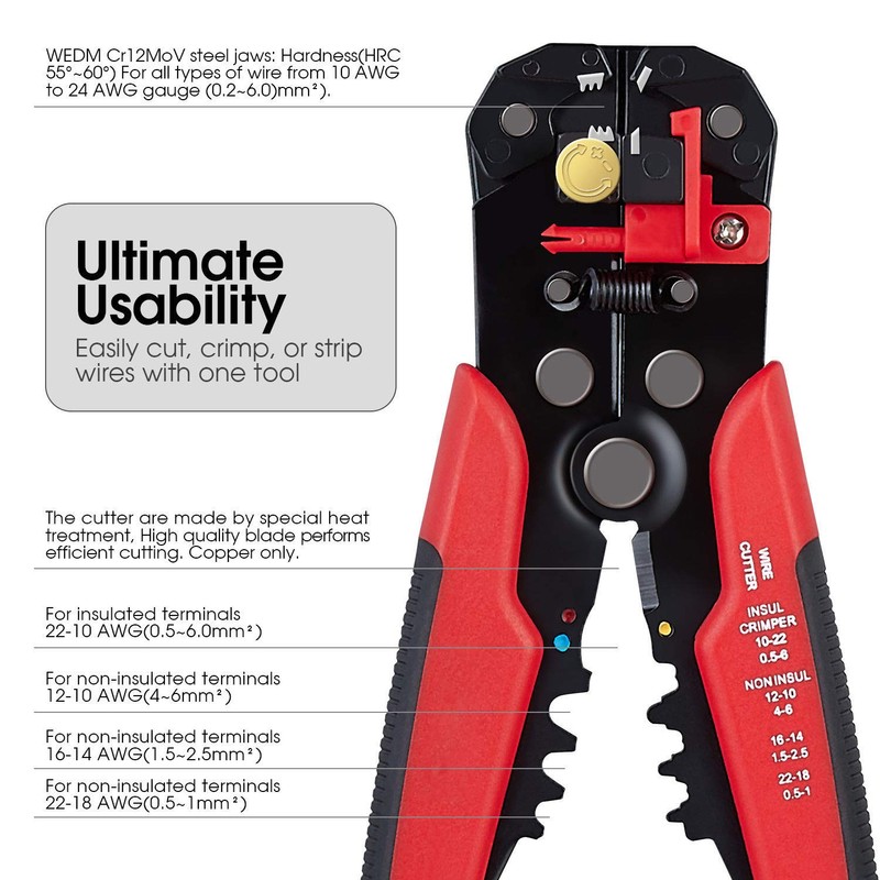5 in 1 Automatic Wire Stripper, Wire Cutter, Electrical Connection