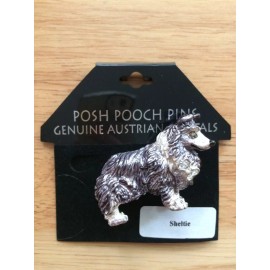Lauren-Spencer Austrian Crystal SHELTIE Dog Lover Enamel Brooch Pin by Lanren-Spencer Laura