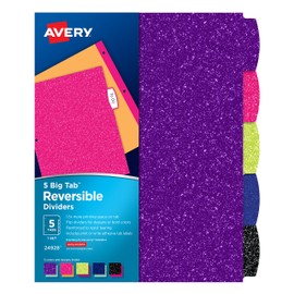 Avery Big Tab Reversible Fashion Dividers, Assorted Colors, 5-Tab Set (24928)