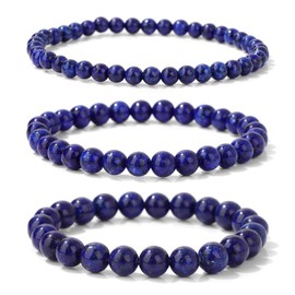 Lapis Lazuli Bracelet for Men Women4-6- 8mm Lapis Lazuli Crystal Bracelet Stretch Gemstone Bracelets Blue Beaded Bracelets Natural Stone Bracelet Lapis Lazuli Jewelry for Women Girls