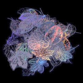 KINBOM Pack of 45 Holographic Stickers, PET Waterproof Glitter Resin Stickers, Weed Resin Stickers, Transparent for Scrapbooking, Diary, Daily Planner, Water Bottle (Sheet)