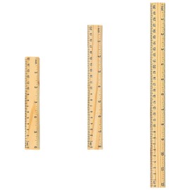 QincLing 3 PCS Wooden Ruler, Flat Ruler Vintage Ruler Teaching Ruler Measuring Ruler Tool Straight Ruler Shatter Resistant Ruler Shatterproof Ruler 1 2 Scale Ruler School Home Office Sweing