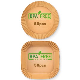 NJCXOLA Pack of 100 Baking Paper for Hot Air Fryer, Airfryer Baking Paper, Hot Air Fryer Baking Paper, Airfryer Accessories for Square Curves, Baking Paper Non-Stick, Air Fryer Baking Paper