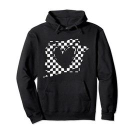 Dirt Track Racing Drag Racing Checkered Flag Heart Pullover Hoodie