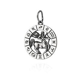 NKlaus 25 mm Zodiac Zodiac Pendant 925 Sterling Silver Horoscope Pendant for Necklace, Silver