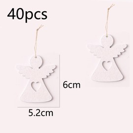 HERZONE Wooden Angel Pendant Christmas Guardian Angel Lucky Charm Christmas Decoration (White Angel with Heart)