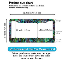 License Plate Frames Multicolor Fun License Plate Frame Cover Faux Abalone Texture Universal Aluminum Car Accessory 2 Pack with Screw Covers Set