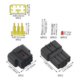 WMYCONGCONG 5 Kits 2.3mm 8 Pin Way Waterproof Electrical Wire Connector Plug Male and Female for Car Automotive Use