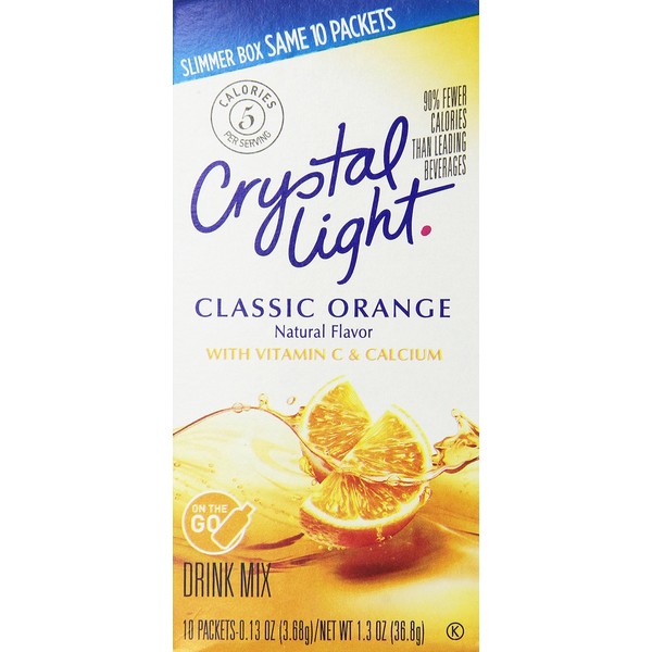 Crystal Light On The Go, Sunrise Classic Orange Drink Mix, 10 (Ten)-Count Box (Pack of 6)