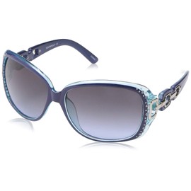 Southpole womens 1017sp Stylish Rhinestone UV Protective Rectangular Sunglasses for Women Trendy Gifts Women 70 mm, Navy & Turquoise, mm US