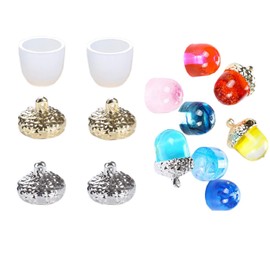 Yalulu 6Pcs Transparent Silicone Mould Necklace Pendant Mold Resin Decorative Craft DIY Acorn Type Epoxy Resin Jewelry Molds