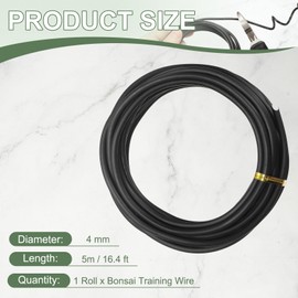 YELARXI Bonsai Training Wire, 4mm x 16.4 ft Anodized Aluminum Floral Plant Training Wire Bendable Metal Stems Accessories for Gardening Branch Fixing Crafts (Black)