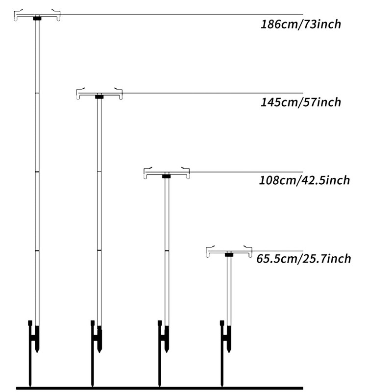 Lantern Stand Pole 25/73in Adjustable Portable Lamp Stand Hook Collapasible