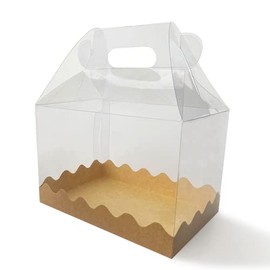 Paquete 12 Piezas Lonchera tipo Box Lunch de Acetato - Base Kraft de Regalo - Tamaño Mediano