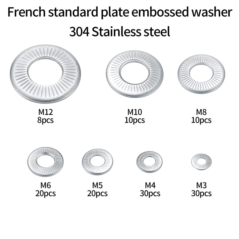 128 Pcs Knurled Conical Spring Washers, Stainless Steel Serrated Conical