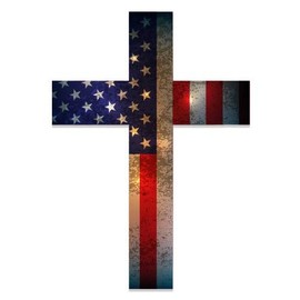 GT Graphics Cross American Flag Christian - 16" - Large Size Vinyl Sticker - for Truck Car Cornhole Board