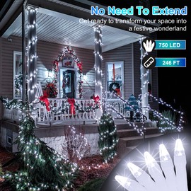 750 LED Christmas Lights Outdoor Use, 246ft 8 Lighting Modes Fairy Lights for Outside, Christmas Tree Lights Outdoor IP44 Waterproof for Xmas Patio Yard Fence Deck Balcony Garden Decor Cool White