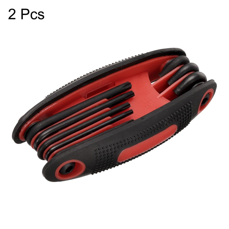 sourcing map 2pcs Folding Torx Wrench T9-T40 8 in 1
