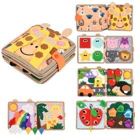 Poudya Quiet Book from 1 Year, Montessori Silent Book with Fine Motor Skills & Colours Learning, Silent Book for Travel & Home, Gift Toy from 1 2 3 4 5 Years Girls Boys (REH Version)