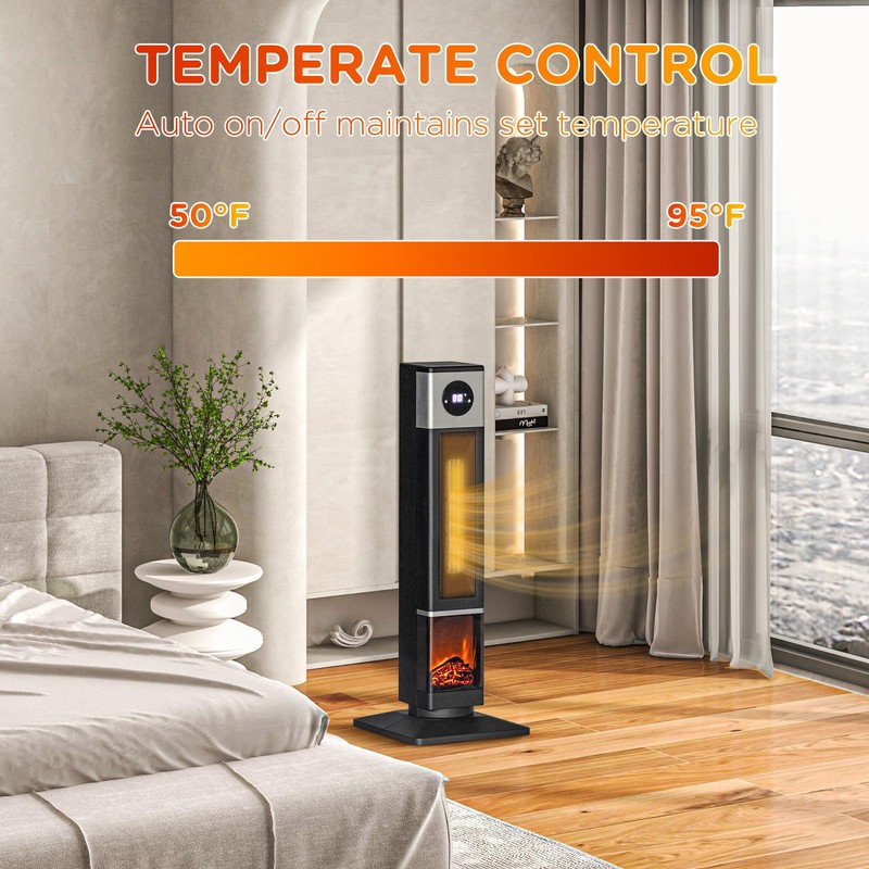 HOMCOM Space Heater for Indoor Use with Realistic Flame Effect,