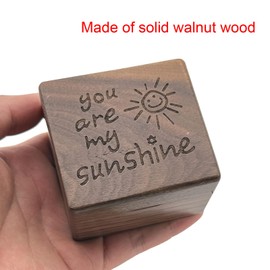 Pursuestar Luxury Walnut Wood Music Box -You are My Sunshine, Vintage Wooden Carved Mechanism Wind Up Musical Box with Mirror for Valentine's Day Mother's Day Birthday Christmas