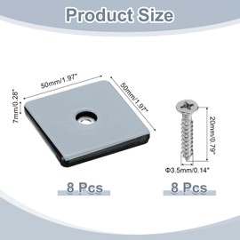 sourcing map 8Pcs Screw on Furniture Sliders, 1.97"(50mm) Square Furniture Glides Sliders, Chair Leg Sliders Floor Protectors Pads, Furniture Pads with Screws for Chairs, Cabinets, Light Blue