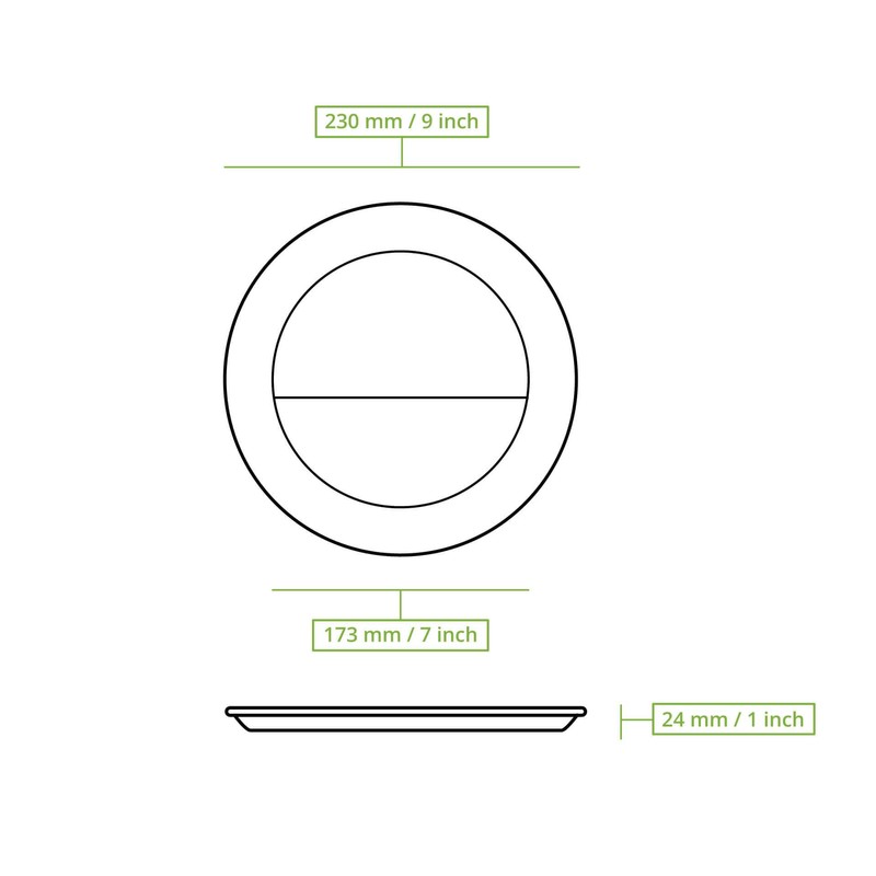 BIOZOYG Disposable Plates, Pack of 50, 2 Chambers, Diameter 22