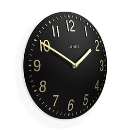 Jones Clocks® Chilli Convex Wall Clock – Round Convex Clock – Exposed Wall Clock - Modern Wall Clock - Minimal Wall Clock - Unique Clock - Perfect as a Kitchen clock,- 30 cm Clock (Matte Black)