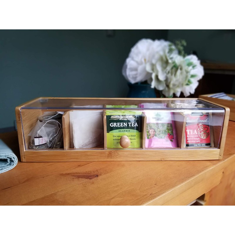 Lipper International 8187 Bamboo Wood and Acrylic Tea Box with
