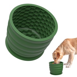 Dog Lick Mat with Suction Cup - Honeycomb Slow Feeder Bowl for Anxiety Relief - Non-Slip Cylindrical Pet Licking Bowl for Grooming, Training - BPA Free Silicone for Small to Large Dogs